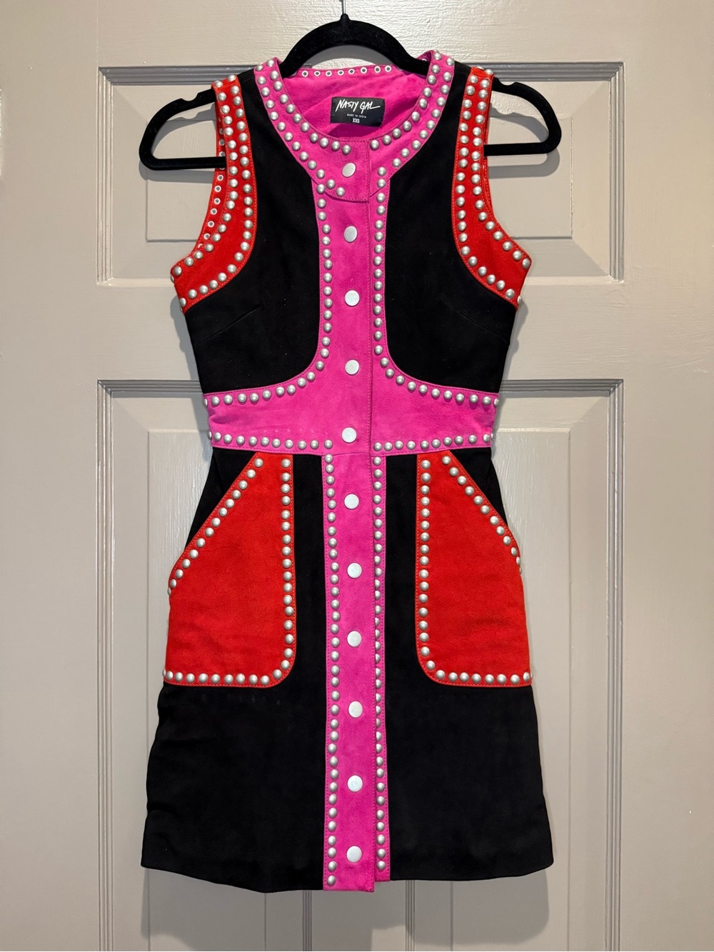Incredible Vintage Nasty Gal Studded Suede Dress XXS